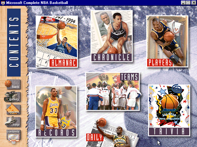 Microsoft Complete Basketball - Menu
